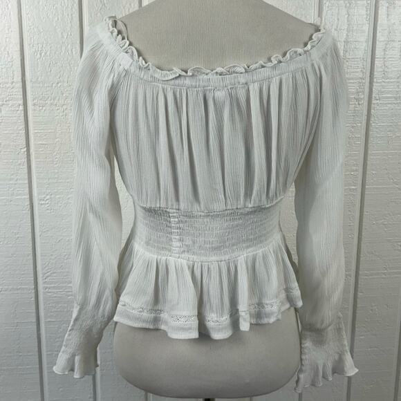 Patrons of Peace Women Prairie Boho Hippie Off Shoulder Top Blouse White Small - Picture 6 of 8